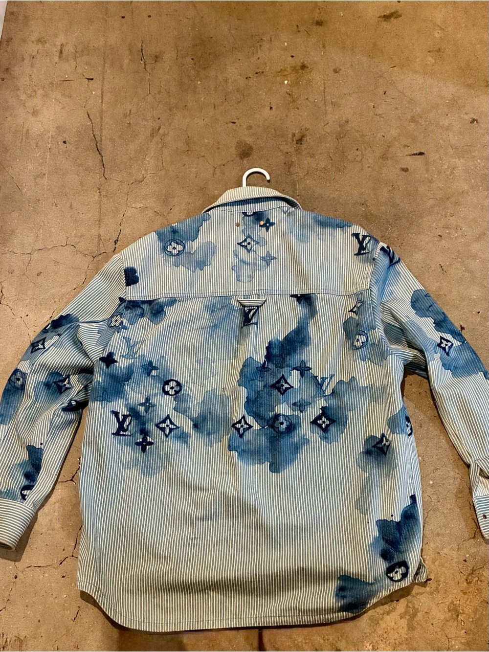 Louis Vuitton Blue & White Watercolor Stripe Shirt Jacket - Picture 3 of 8